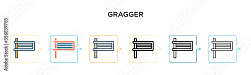 Gragger vector icon in 6 different modern styles. Black, two colored gragger icons designed in filled, outline, line and stroke style. Vector illustration can be used for web, mobile, ui