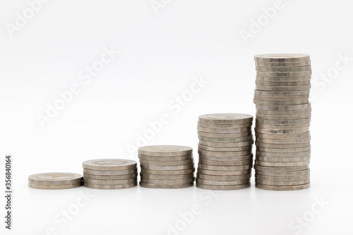 Old coins on a white background