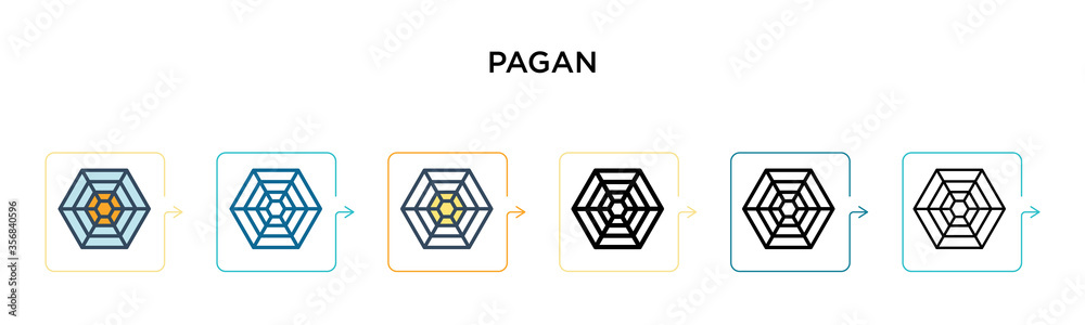 Pagan vector icon in 6 different modern styles. Black, two colored pagan icons designed in filled, outline, line and stroke style. Vector illustration can be used for web, mobile, ui Pagan vector icon in 6 different modern styles. Black, two colored pagan icons designed in filled, outline, line and stroke style. Vector illustration can be used for web, mobile, ui