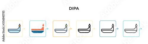 Dipa vector icon in 6 different modern styles. Black, two colored dipa icons designed in filled, outline, line and stroke style. Vector illustration can be used for web, mobile, ui