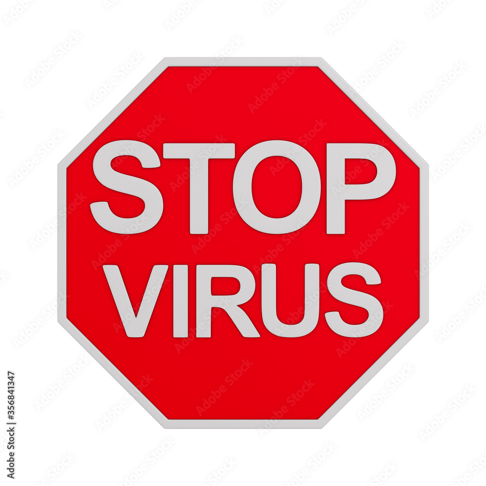 sign stop virus on white background. Isolated 3D illustration sign stop virus on white background. Isolated 3D illustration