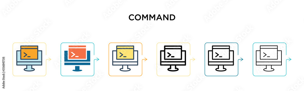 Command vector icon in 6 different modern styles. Black, two colored command icons designed in filled, outline, line and stroke style. Vector illustration can be used for web, mobile, ui Command vector icon in 6 different modern styles. Black, two colored command icons designed in filled, outline, line and stroke style. Vector illustration can be used for web, mobile, ui