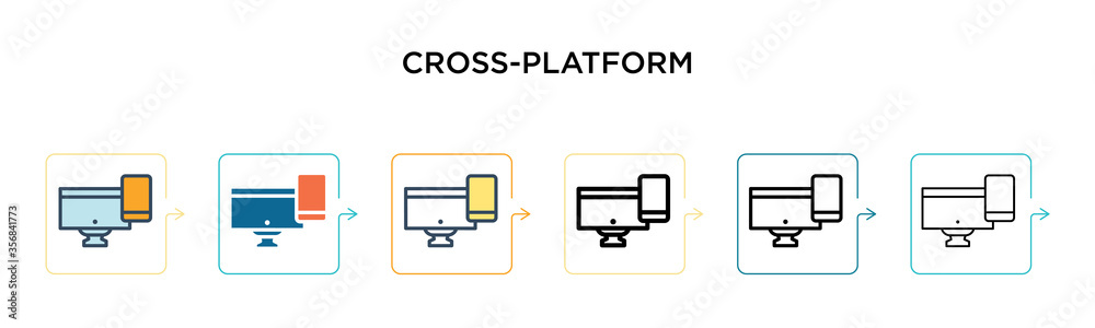 Cross-platform vector icon in 6 different modern styles. Black, two colored cross-platform icons designed in filled, outline, line and stroke style. Vector illustration can be used for web, mobile, ui Cross-platform vector icon in 6 different modern styles. Black, two colored cross-platform icons designed in filled, outline, line and stroke style. Vector illustration can be used for web, mobile, ui