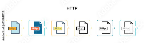 Http vector icon in 6 different modern styles. Black, two colored http icons designed in filled, outline, line and stroke style. Vector illustration can be used for web, mobile, ui