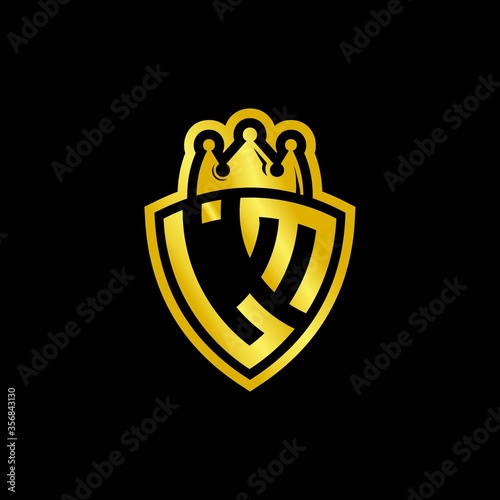 LM monogram logo with shield and crown style design template