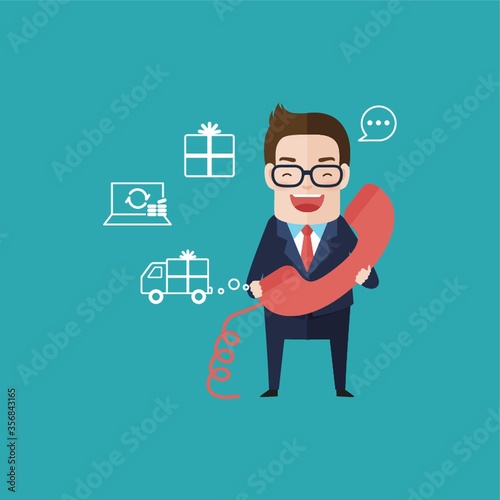 businessman holding a receiver