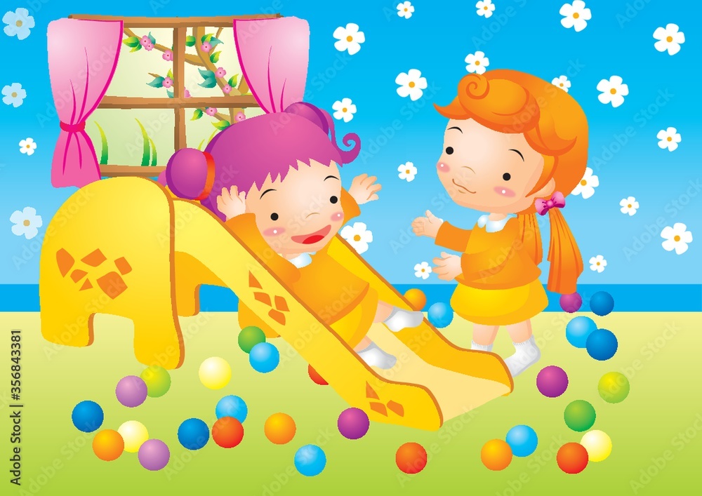 kids playing on slide