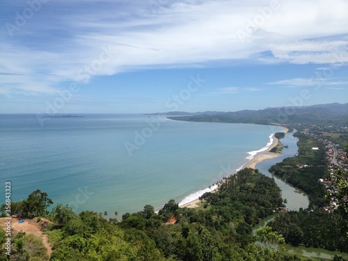 Carocok beach view from the peak of Langkisau, West Sumatera, Indonesia.  photo