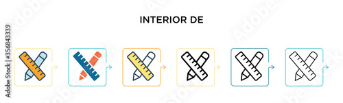 Interior designer vector icon in 6 different modern styles. Black, two colored interior designer icons designed in filled, outline, line and stroke style. Vector illustration can be used for web,