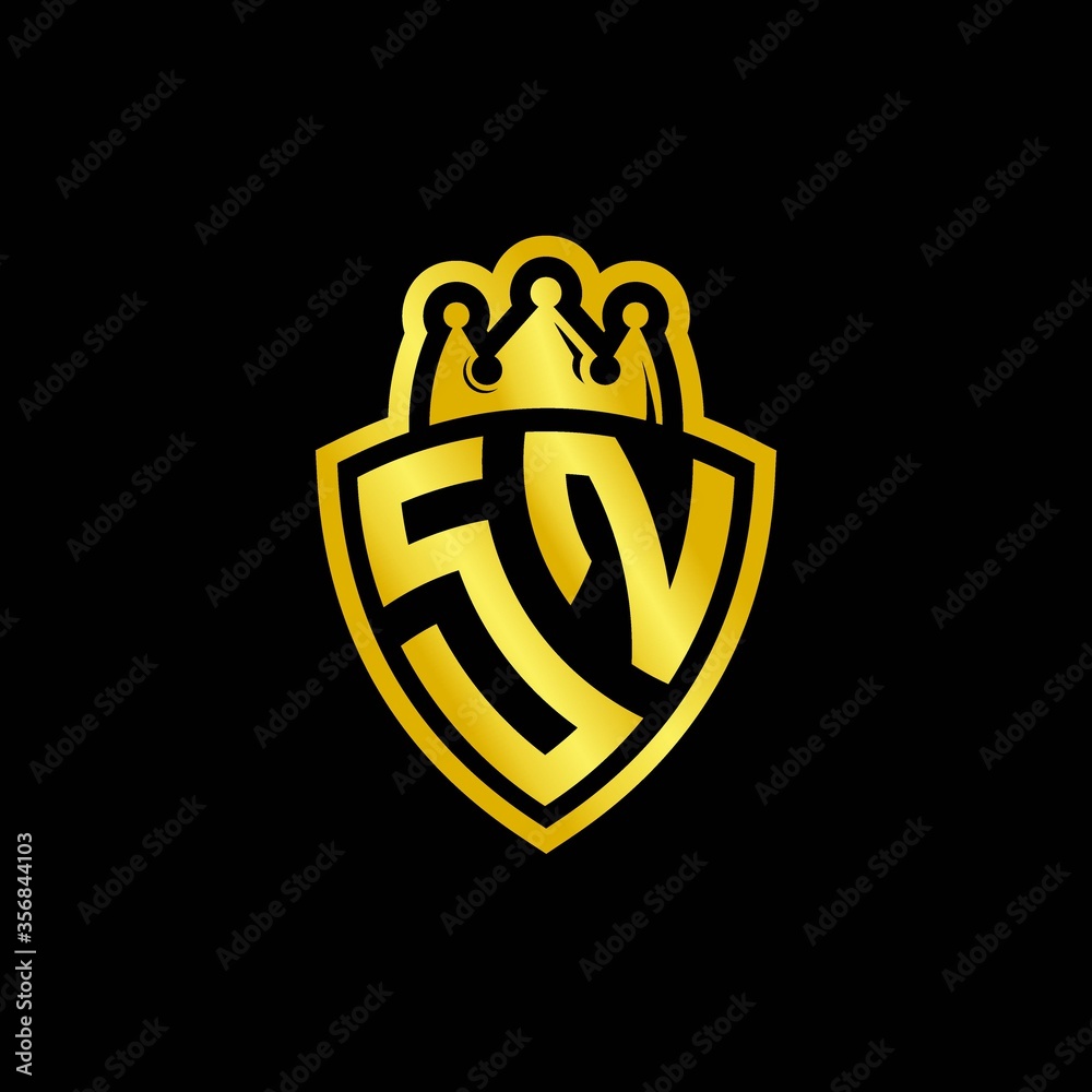 SN monogram logo with shield and crown style design template Stock ...
