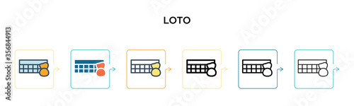 Loto vector icon in 6 different modern styles. Black, two colored loto icons designed in filled, outline, line and stroke style. Vector illustration can be used for web, mobile, ui
