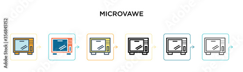 Microvawe vector icon in 6 different modern styles. Black, two colored microvawe icons designed in filled, outline, line and stroke style. Vector illustration can be used for web, mobile, ui photo
