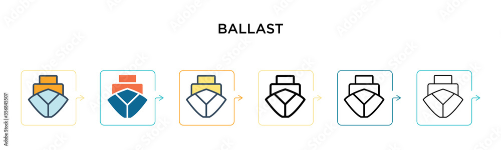 Ballast vector icon in 6 different modern styles. Black, two colored ballast icons designed in filled, outline, line and stroke style. Vector illustration can be used for web, mobile, ui Ballast vector icon in 6 different modern styles. Black, two colored ballast icons designed in filled, outline, line and stroke style. Vector illustration can be used for web, mobile, ui
