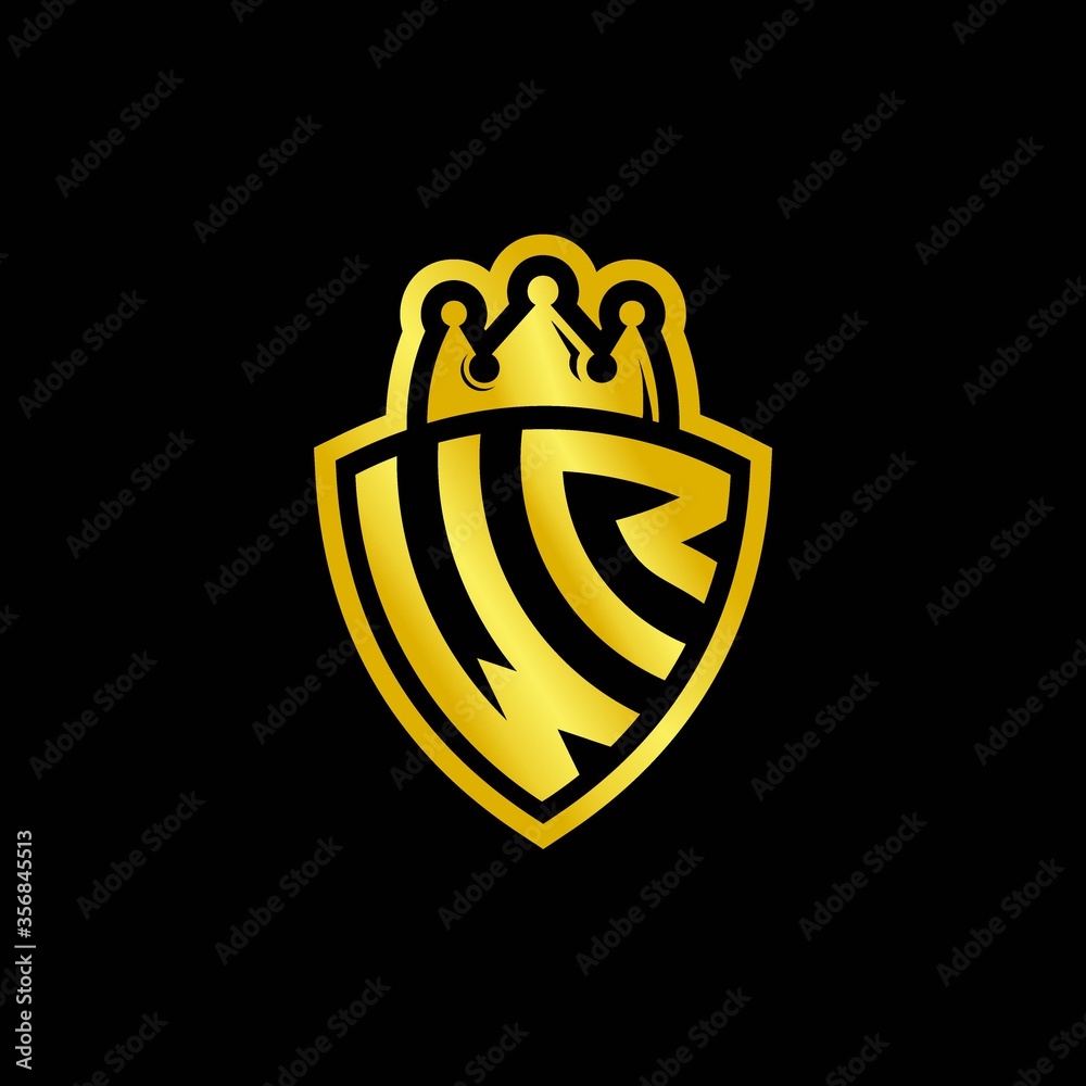 WR monogram logo with shield and crown style design template Stock ...