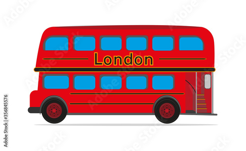 Obraz na plátně Red London Bus vector drawing on a white background