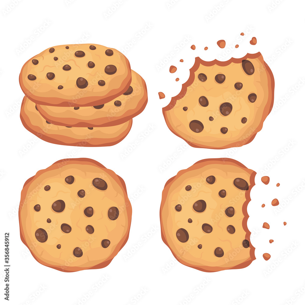 Chocolate chips cookies vector pack illustration Chocolate chips cookies vector pack illustration