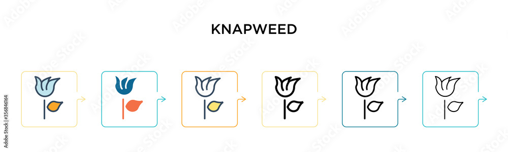 Knapweed vector icon in 6 different modern styles. Black, two colored knapweed icons designed in filled, outline, line and stroke style. Vector illustration can be used for web, mobile, ui Knapweed vector icon in 6 different modern styles. Black, two colored knapweed icons designed in filled, outline, line and stroke style. Vector illustration can be used for web, mobile, ui