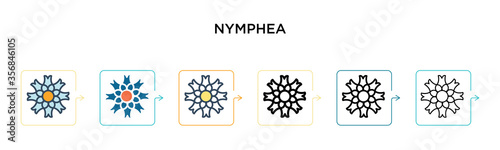 Fotografia Nymphea vector icon in 6 different modern styles