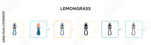 Lemongrass vector icon in 6 different modern styles. Black, two colored lemongrass icons designed in filled, outline, line and stroke style. Vector illustration can be used for web, mobile, ui