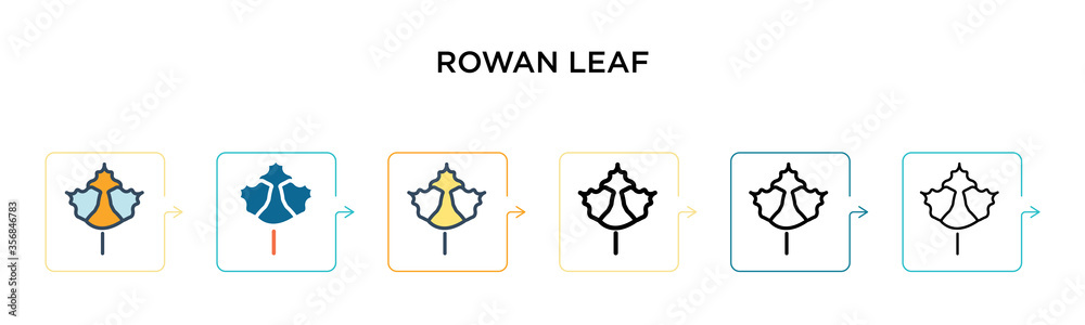 Rowan leaf vector icon in 6 different modern styles. Black, two colored rowan leaf icons designed in filled, outline, line and stroke style. Vector illustration can be used for web, mobile, ui Rowan leaf vector icon in 6 different modern styles. Black, two colored rowan leaf icons designed in filled, outline, line and stroke style. Vector illustration can be used for web, mobile, ui