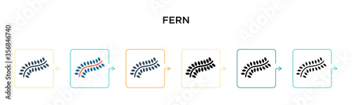 Fern vector icon in 6 different modern styles. Black  two colored fern icons designed in filled  outline  line and stroke style. Vector illustration can be used for web  mobile  ui