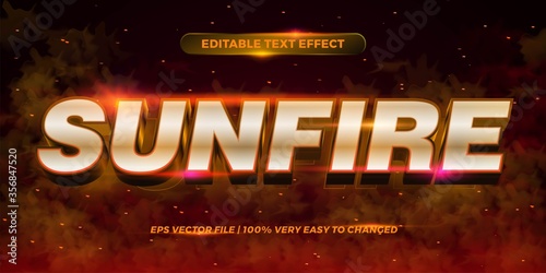 Editable text effect - Sun fire words text style mockup concept smoke background