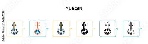 Yueqin vector icon in 6 different modern styles. Black, two colored yueqin icons designed in filled, outline, line and stroke style. Vector illustration can be used for web, mobile, ui photo