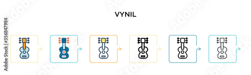 Vynil vector icon in 6 different modern styles. Black, two colored vynil icons designed in filled, outline, line and stroke style. Vector illustration can be used for web, mobile, ui
