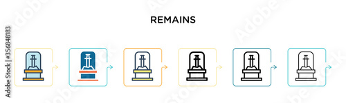 Remains vector icon in 6 different modern styles. Black, two colored remains icons designed in filled, outline, line and stroke style. Vector illustration can be used for web, mobile, ui
