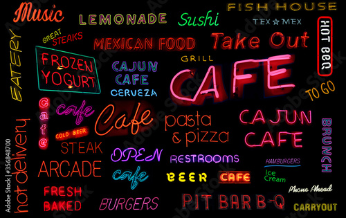 Restaurant and Cafe Neon Sign Collection 