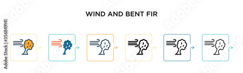 Foto Wind and bent fir vector icon in 6 different modern styles