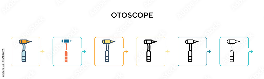 Otoscope vector icon in 6 different modern styles. Black, two colored otoscope icons designed in filled, outline, line and stroke style. Vector illustration can be used for web, mobile, ui Otoscope vector icon in 6 different modern styles. Black, two colored otoscope icons designed in filled, outline, line and stroke style. Vector illustration can be used for web, mobile, ui