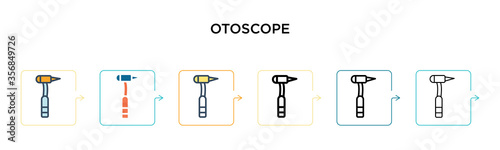 Otoscope vector icon in 6 different modern styles. Black, two colored otoscope icons designed in filled, outline, line and stroke style. Vector illustration can be used for web, mobile, ui