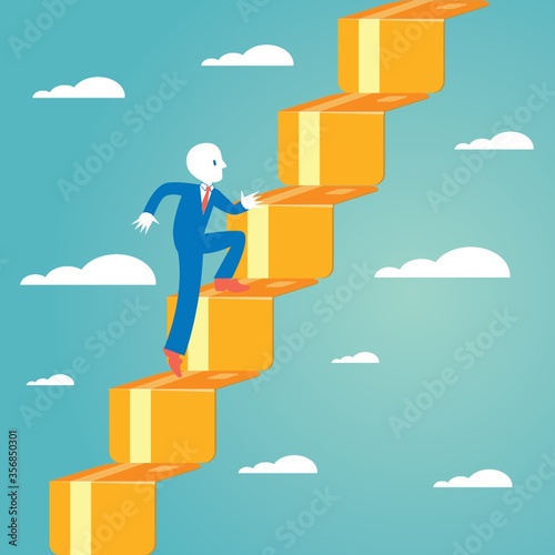 man moving up on stairs