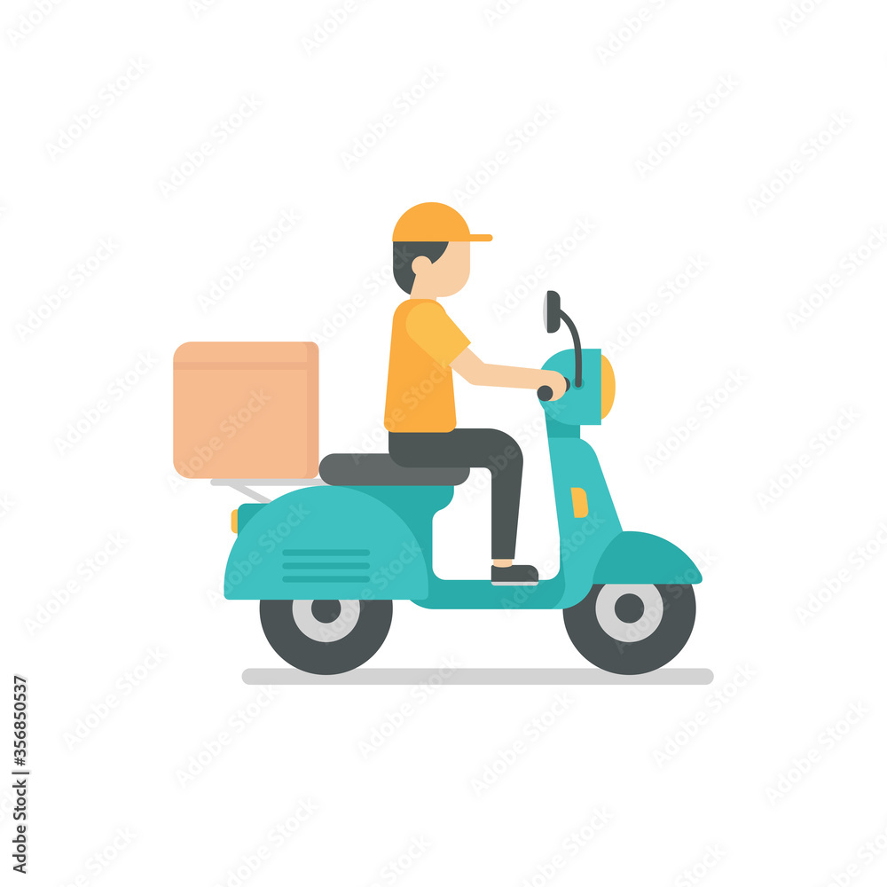 Delivery man riding scooter illustration