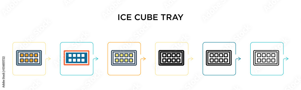 Ice cube tray vector icon in 6 different modern styles. Black, two ...