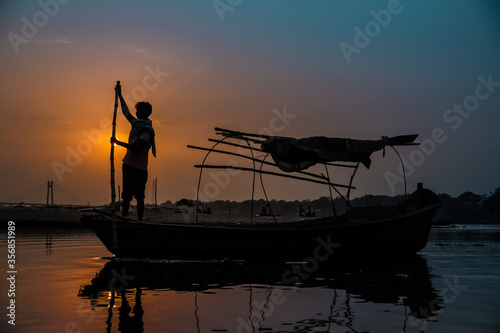 fishing boat in the sunset