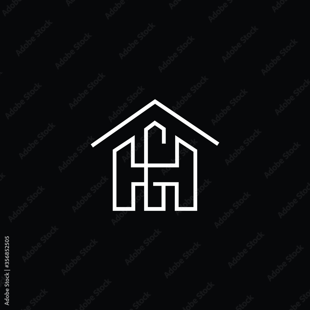 Logo design of H HG GH in vector logo for construction, home, real estate, building, property. Minimal awesome trendy professional logo design template on black background.