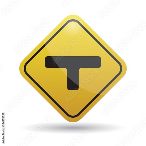 t-intersection ahead warning sign