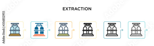 Extraction vector icon in 6 different modern styles. Black, two colored extraction icons designed in filled, outline, line and stroke style. Vector illustration can be used for web, mobile, ui