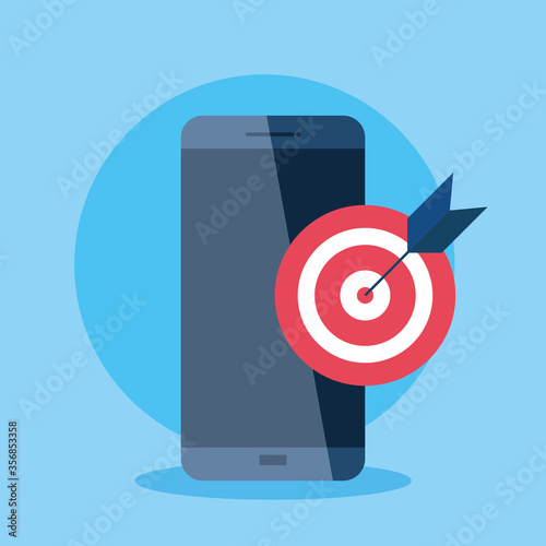 mobile phone, smartphone device with target and arrow vector illustration designs