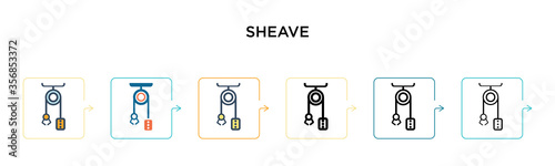 Sheave vector icon in 6 different modern styles. Black, two colored sheave icons designed in filled, outline, line and stroke style. Vector illustration can be used for web, mobile, ui