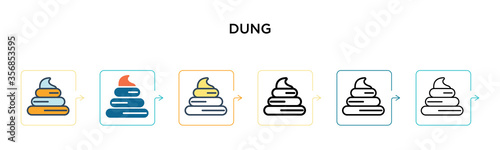 Dung vector icon in 6 different modern styles. Black, two colored dung icons designed in filled, outline, line and stroke style. Vector illustration can be used for web, mobile, ui
