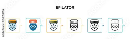 Epilator vector icon in 6 different modern styles. Black, two colored epilator icons designed in filled, outline, line and stroke style. Vector illustration can be used for web, mobile, ui