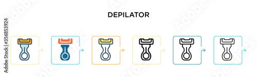 Depilator vector icon in 6 different modern styles. Black, two colored depilator icons designed in filled, outline, line and stroke style. Vector illustration can be used for web, mobile, ui