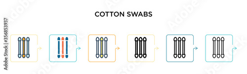 Cotton swabs vector icon in 6 different modern styles. Black, two colored cotton swabs icons designed in filled, outline, line and stroke style. Vector illustration can be used for web, mobile, ui