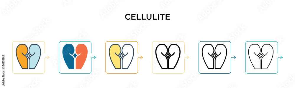 Cellulite vector icon in 6 different modern styles. Black, two colored cellulite icons designed in filled, outline, line and stroke style. Vector illustration can be used for web, mobile, ui Cellulite vector icon in 6 different modern styles. Black, two colored cellulite icons designed in filled, outline, line and stroke style. Vector illustration can be used for web, mobile, ui