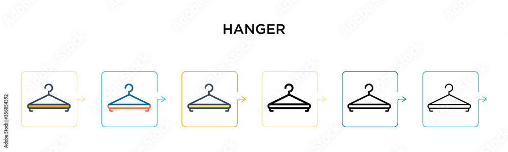 Hanger vector icon in 6 different modern styles. Black, two colored hanger icons designed in filled, outline, line and stroke style. Vector illustration can be used for web, mobile, ui Hanger vector icon in 6 different modern styles. Black, two colored hanger icons designed in filled, outline, line and stroke style. Vector illustration can be used for web, mobile, ui