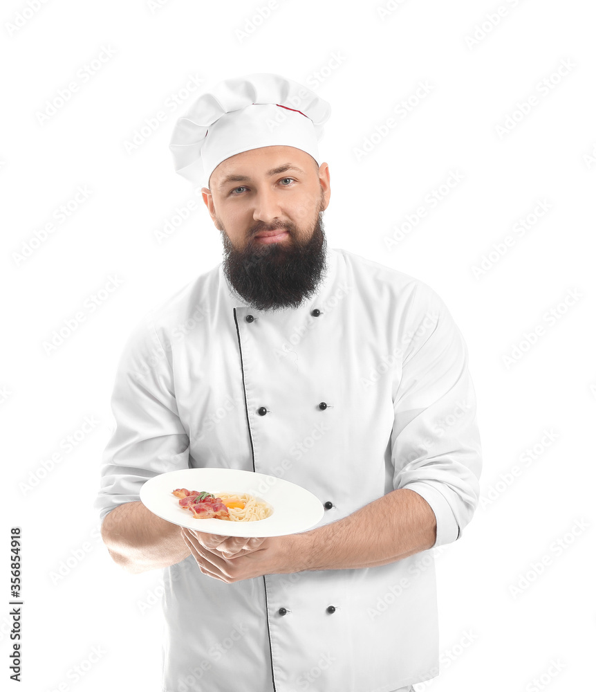 Handsome male chef on white background Handsome male chef on white background