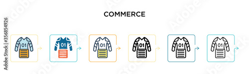 Commerce vector icon in 6 different modern styles. Black, two colored commerce icons designed in filled, outline, line and stroke style. Vector illustration can be used for web, mobile, ui